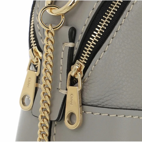 CHLOE Mini Daria Leather Chain Crossbody Shoulder Bag Stromy Gray NWT - Picture 8 of 16